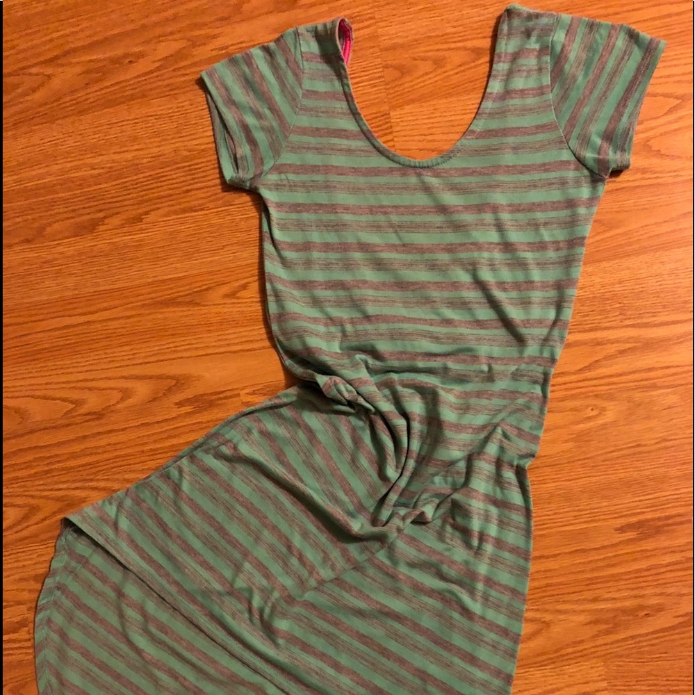 Derek heart striped gray and blue dress